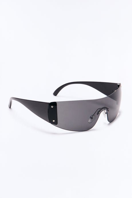 Star Girl Shield Sunglasses - Black