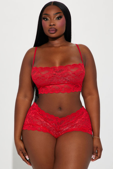 Sultry Moments Lace 2 Piece Set - Red
