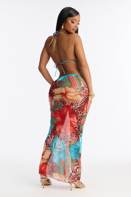 Nayeli Starfish Hardware 3 Piece Bikini & Skirt Set - Blue/combo