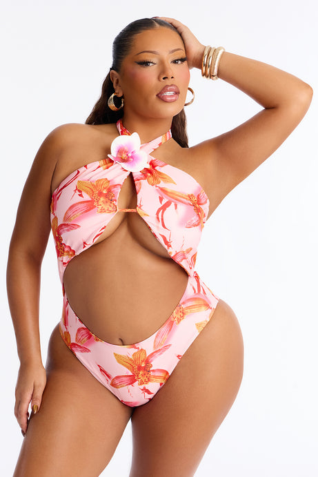 Aurora Orchid 1 Piece Swimsuit & Cover Up Skirt Set - Pink/combo