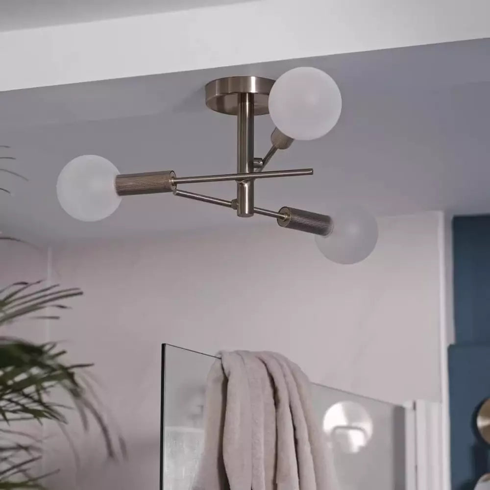 Habitat Globe Ribbed Metal Bathroom Ceiling Light - Brass