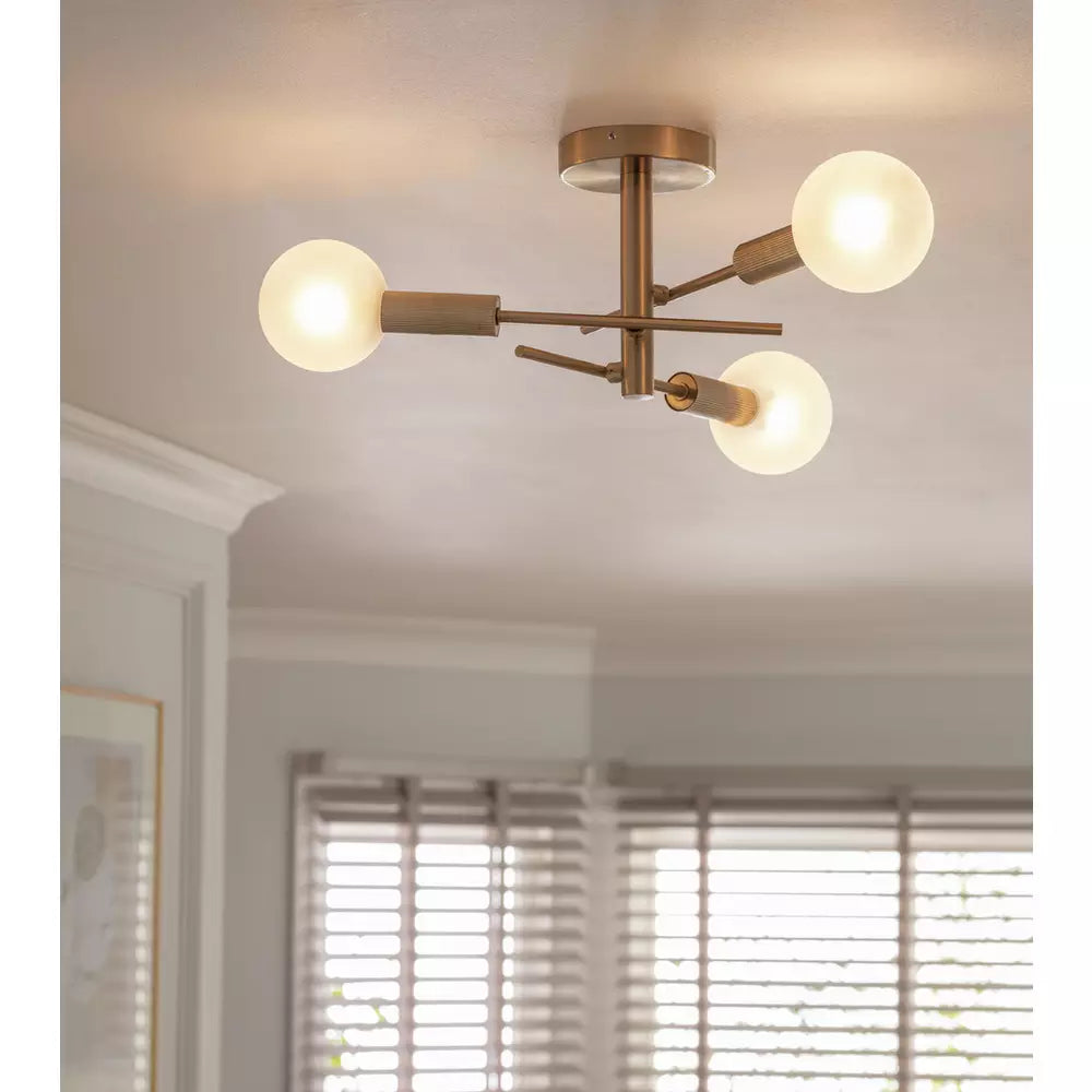 Habitat Globe Ribbed Metal Bathroom Ceiling Light - Brass