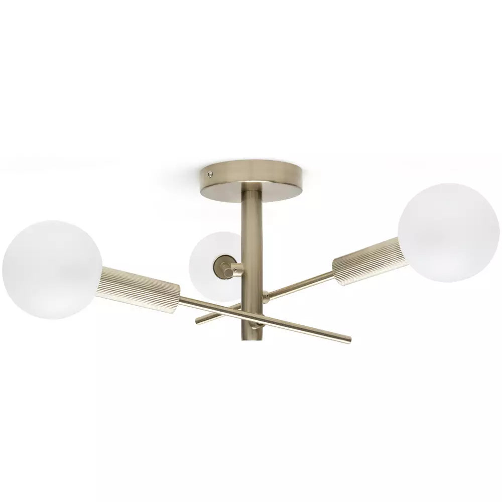 Habitat Globe Ribbed Metal Bathroom Ceiling Light - Brass