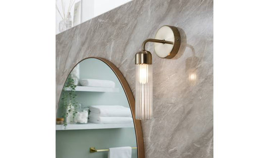 Habitat Ribbed Metal Bathroom Wall Light - Gold