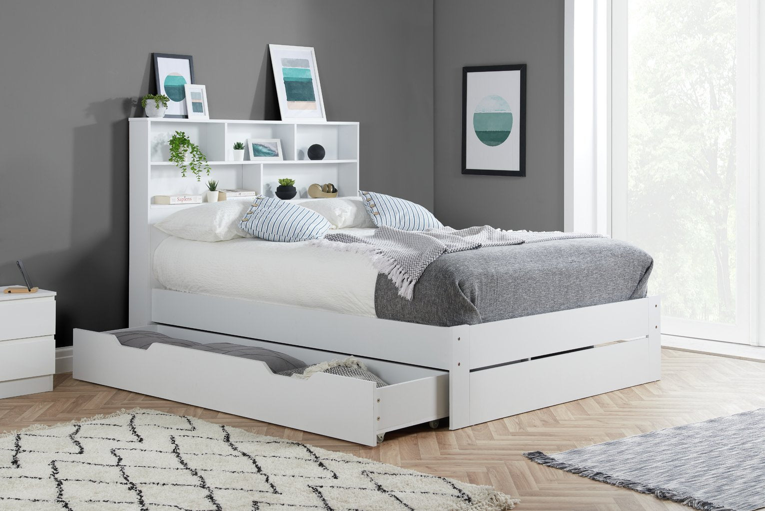Birlea Alfie Small Double Wooden Storage Bed Frame - White