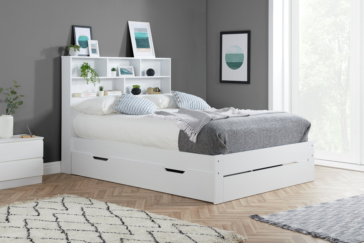 Birlea Alfie Small Double Wooden Storage Bed Frame - White