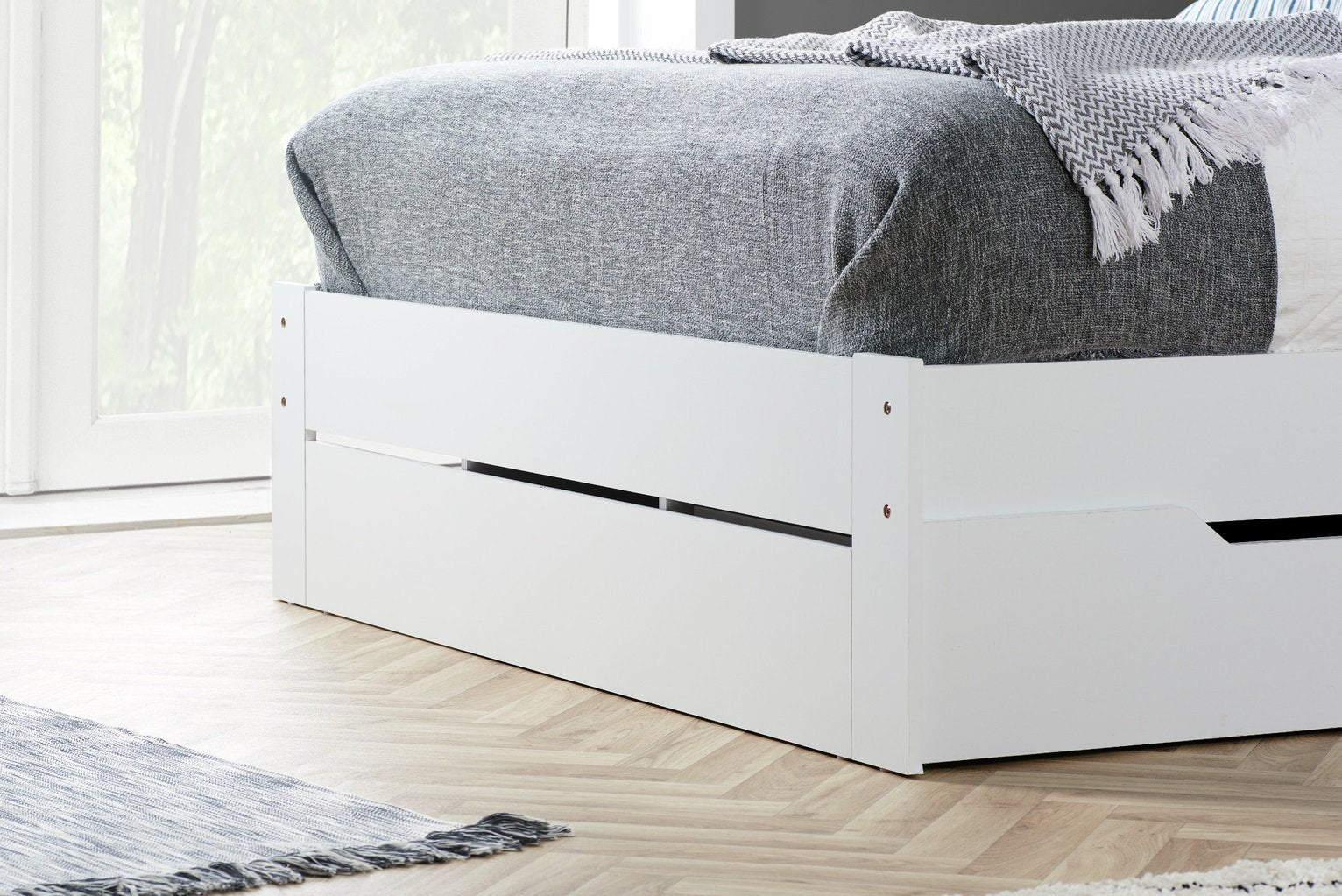 Birlea Alfie Small Double Wooden Storage Bed Frame - White