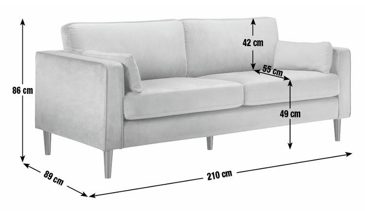 Julian Bowen Hayward Velvet 3 Seater Sofa - Grey