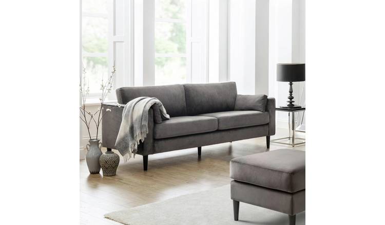 Julian Bowen Hayward Velvet 3 Seater Sofa - Grey
