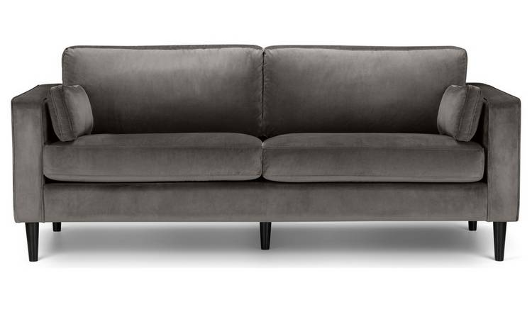Julian Bowen Hayward Velvet 3 Seater Sofa - Grey