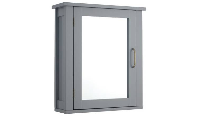 Teamson Home Mercer 1 Door Mirrored Cabinet - Grey