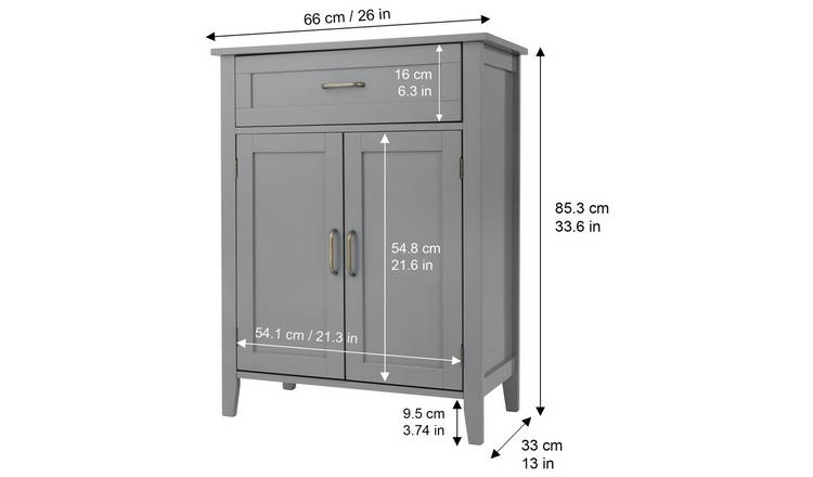 Teamson Home Mercer 2 Door 1 Drawer Cabinet - Grey