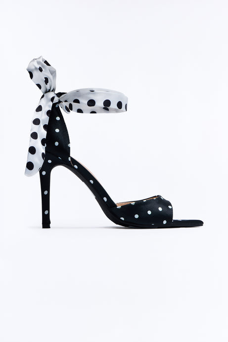 Lunetta Satin Polka Dot Heels - Black/White