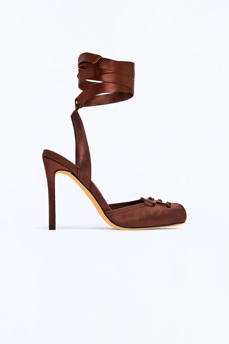 Pirouette Satin Ballet Pumps - Brown