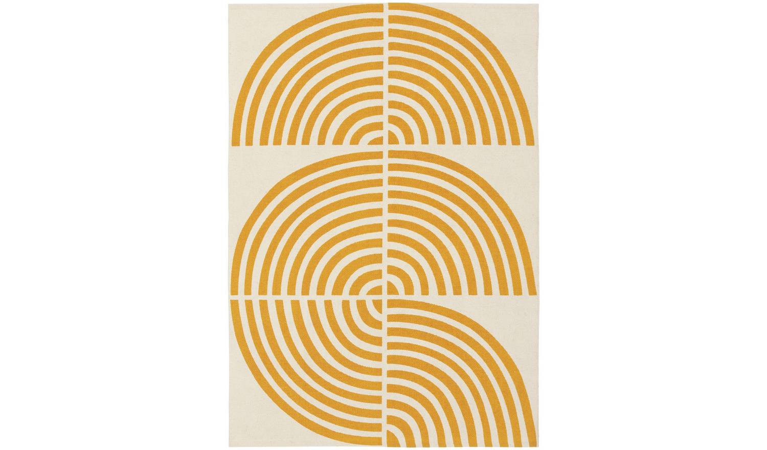 Habitat Global Swirl Yellow Cotton Flatweave Rug -120X170cm