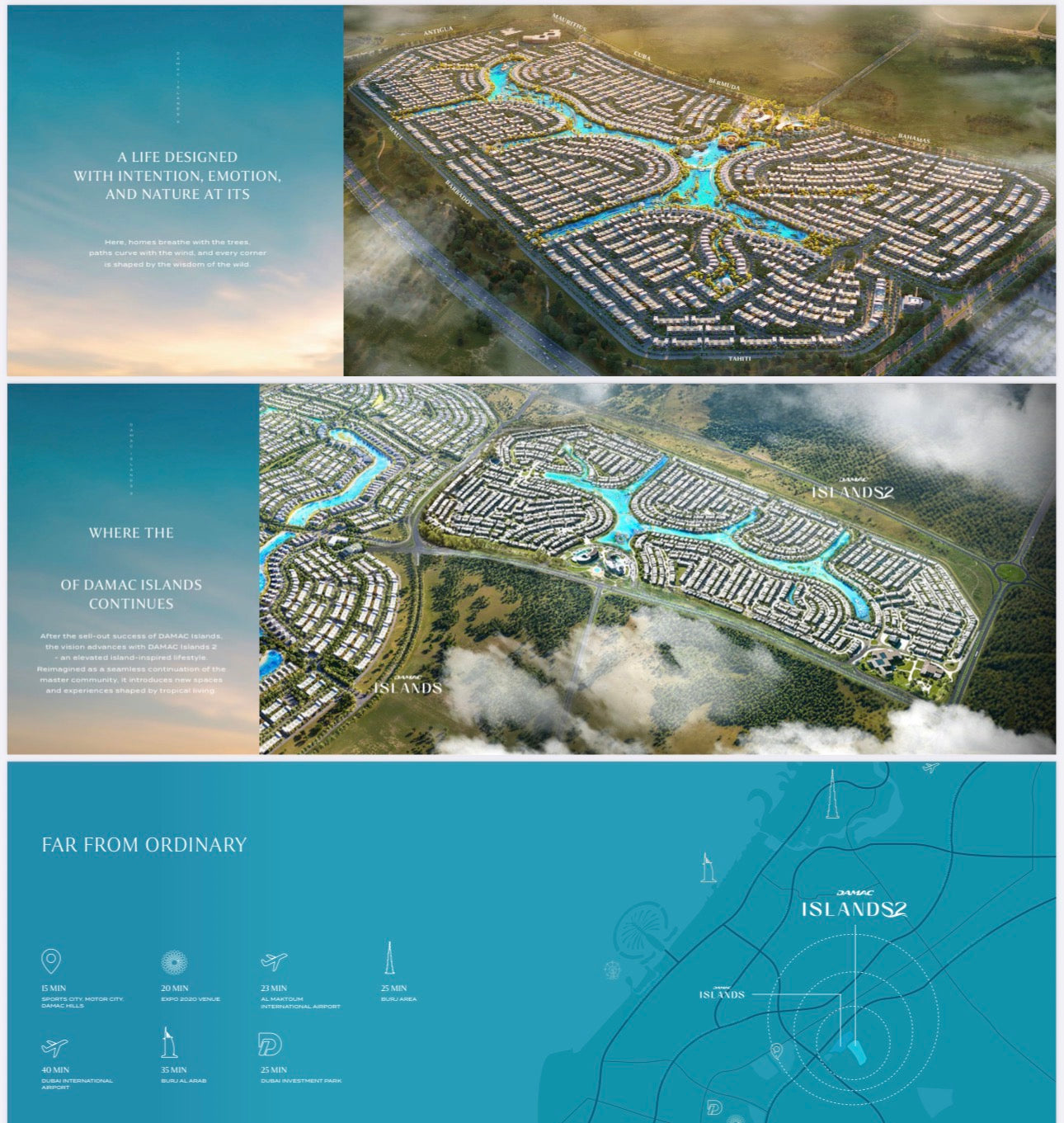 Damac Islands 4-5-6-7 Bedroom Ultra Luxury Townhomes | Villas | Mansions — Unlimited World Class Amenites —Dubailand UAE