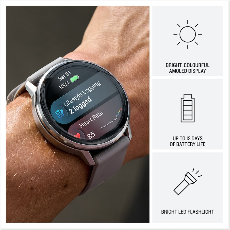 Garmin Venu 4 Multi-Colour Dial 45mm Slate Bezel Black Silicone Strap Watch