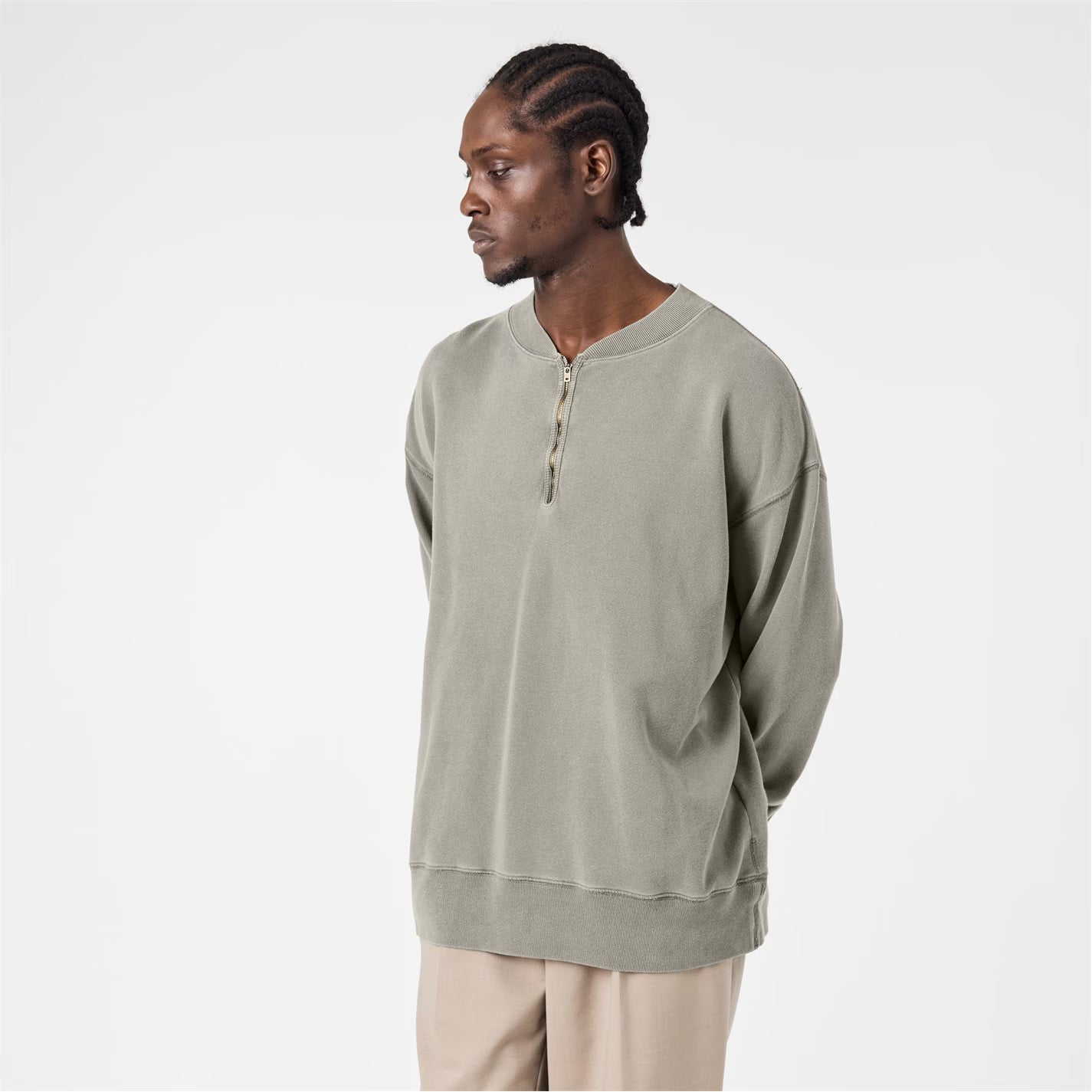 MAISON MARGIELA Men's quarter Zip Fleece Top