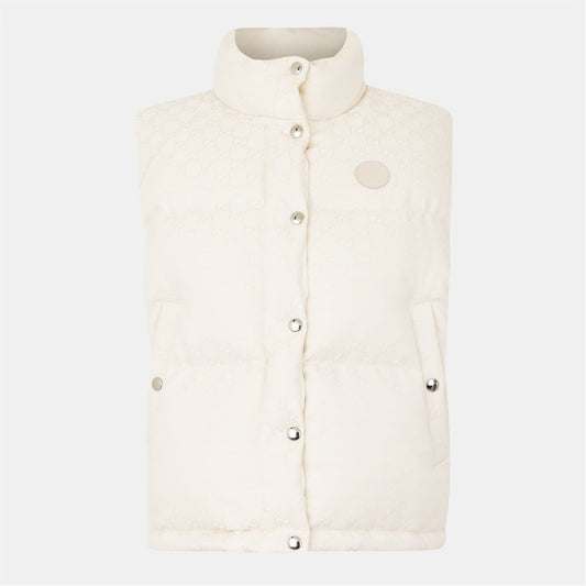 Women's Canvas Cotton Feather Down Stand Collar Gilet