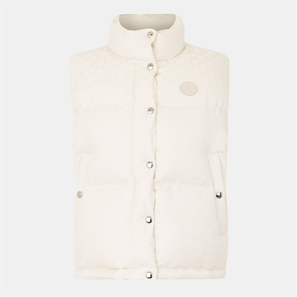 Women's Canvas Cotton Feather Down Stand Collar Gilet