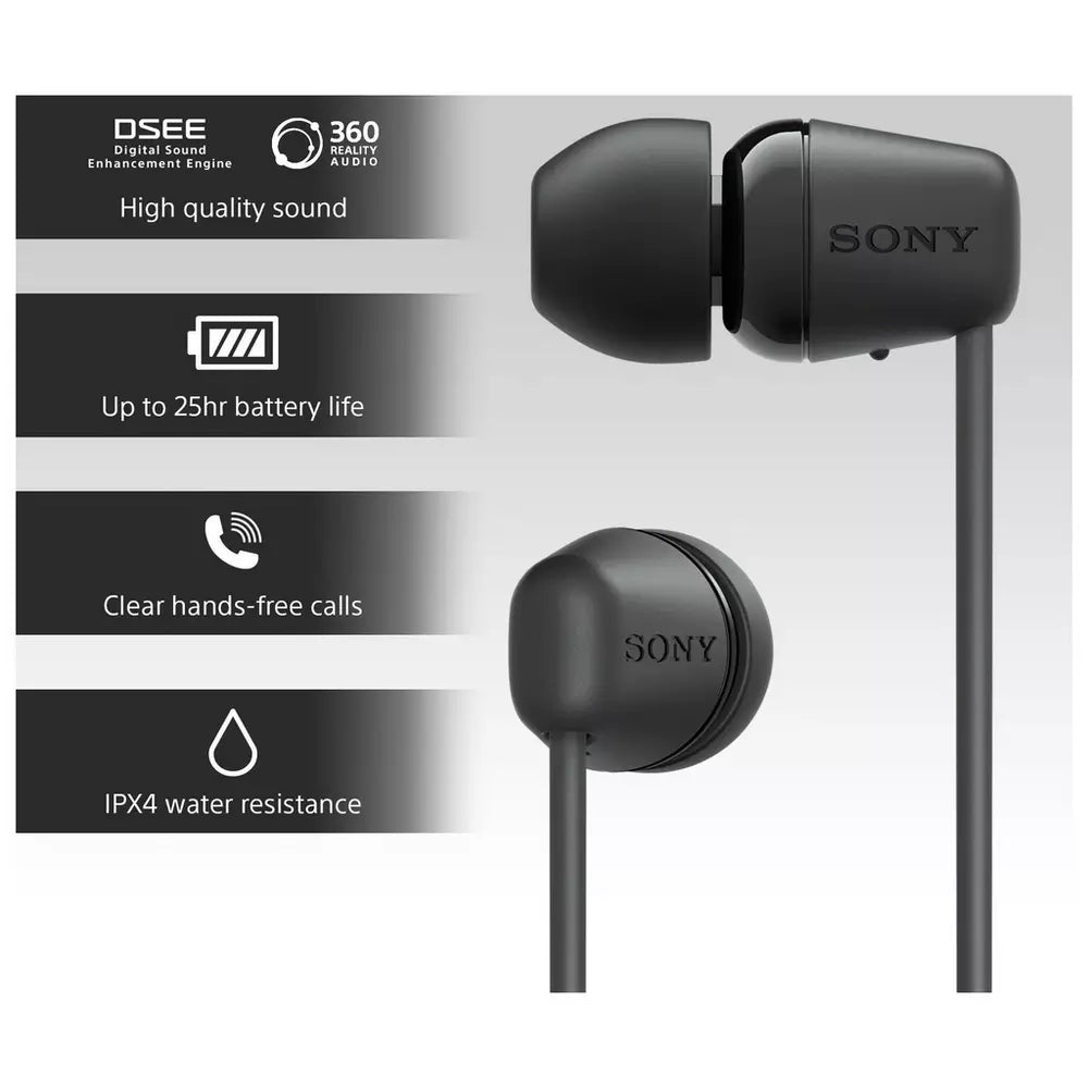 Sony WI C100 In-Ear Wireless Headphones - Black