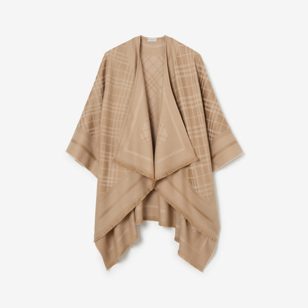 Check Wool Cashmere Cape
