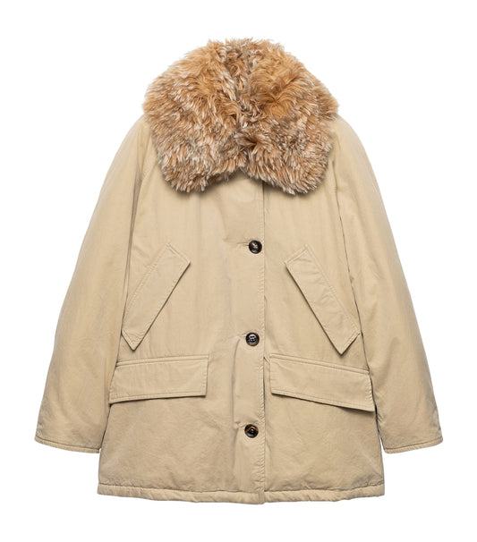 Prada Down Cotton Shearling-Collar Jacket
