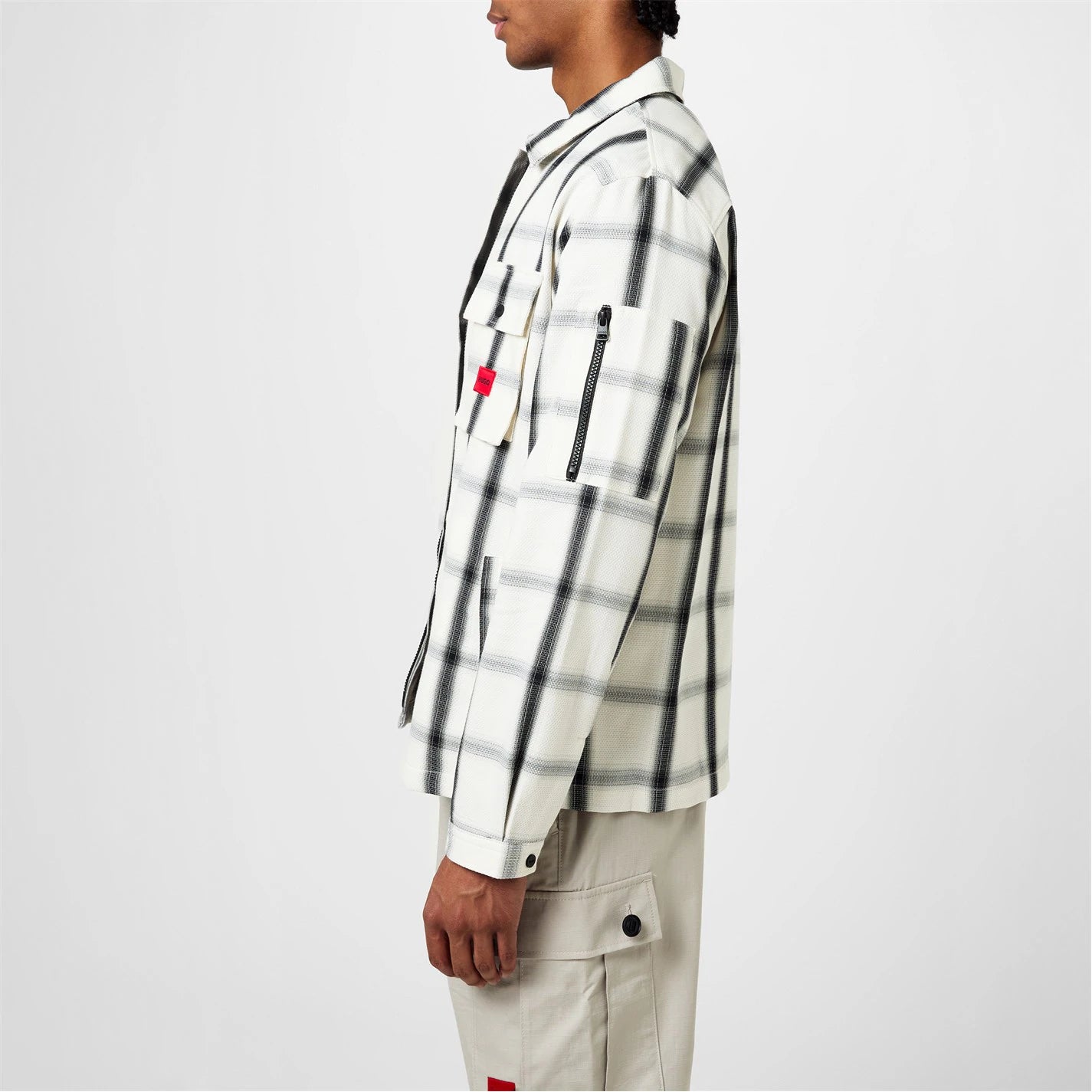 Men's Emmond Red Cotton Long Sleeve Zip Overshirt