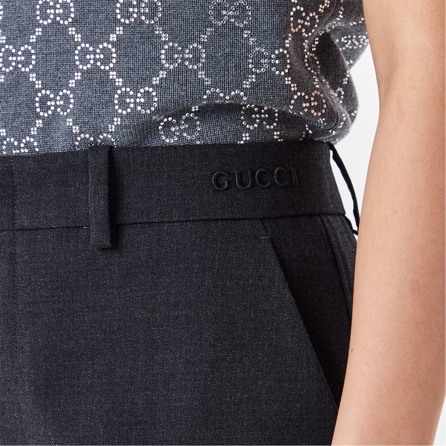 Women's Plain Wool Wide Leg Trousers