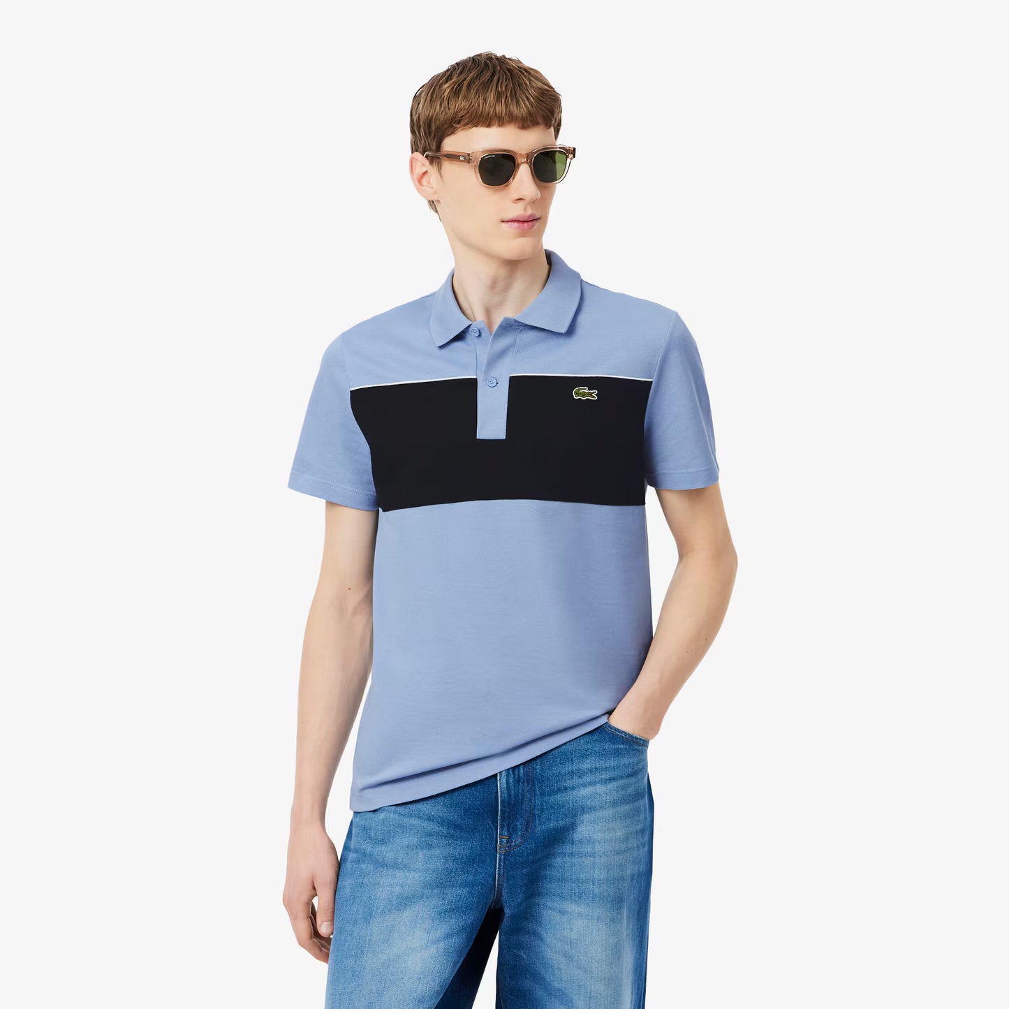 Regular Fit Colour-Block Piqu e9 Polo Shirt