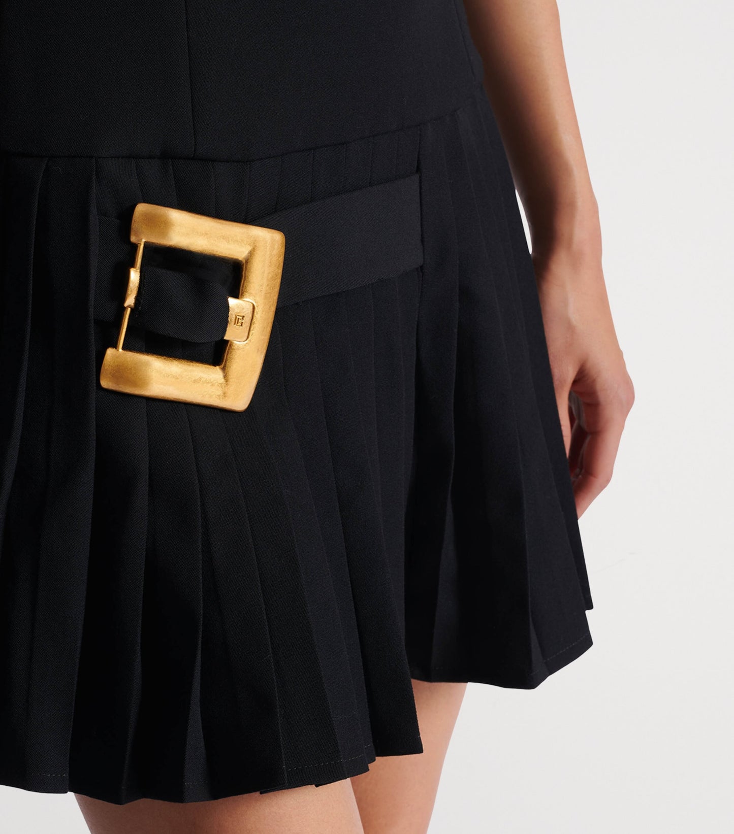 Virgin Wool Belt-Detail Mini Dress