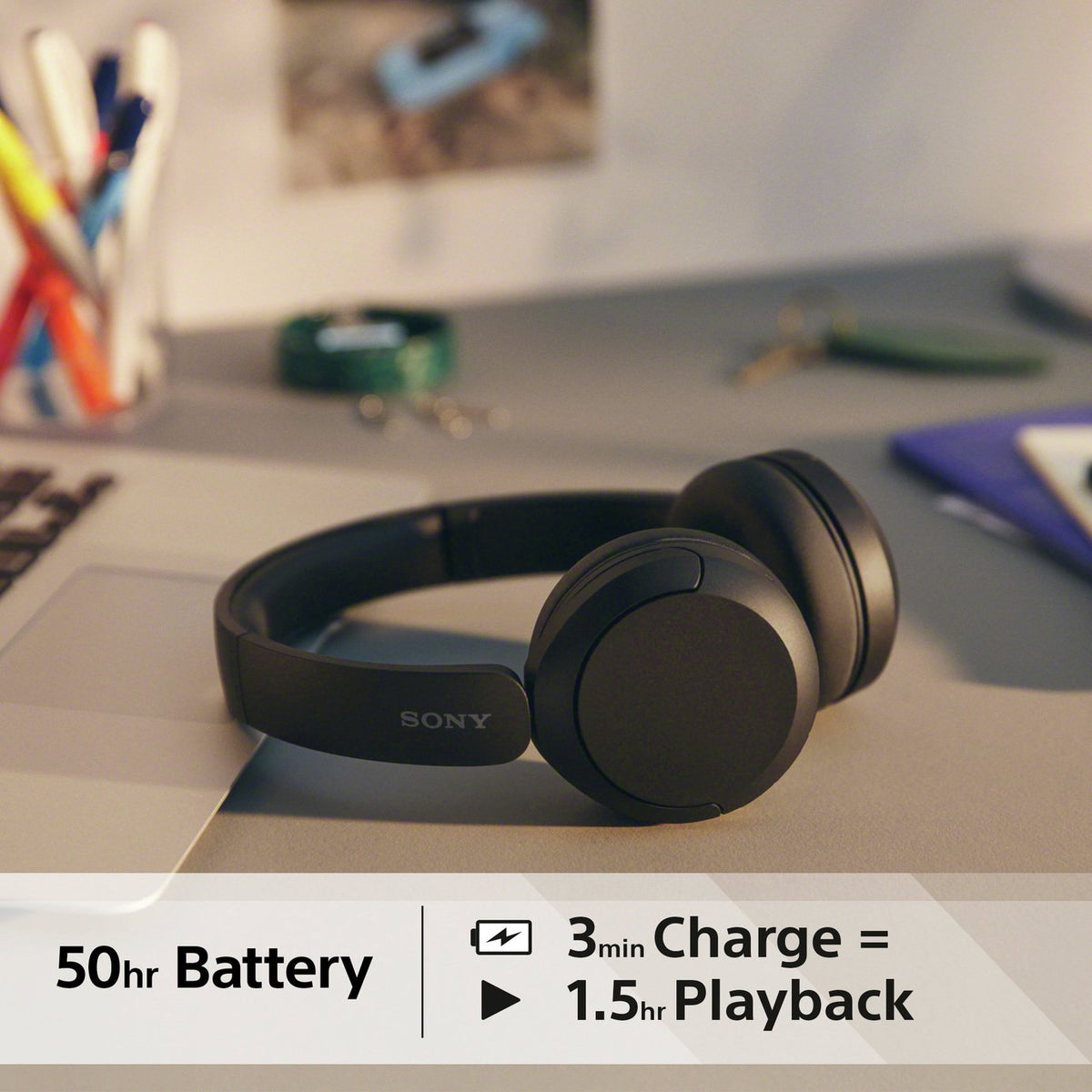 Sony WH-CH520 On-Ear Wireless Bluetooth Headphones - Black