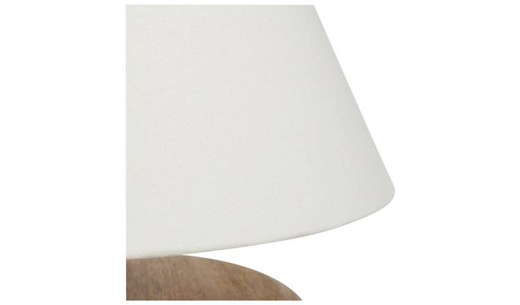Habitat Pebble Mango Wood Table Lamp - Natural and White
