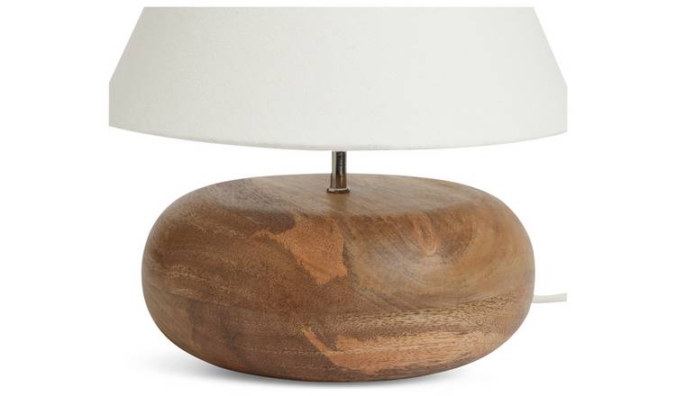 Habitat Pebble Mango Wood Table Lamp - Natural and White