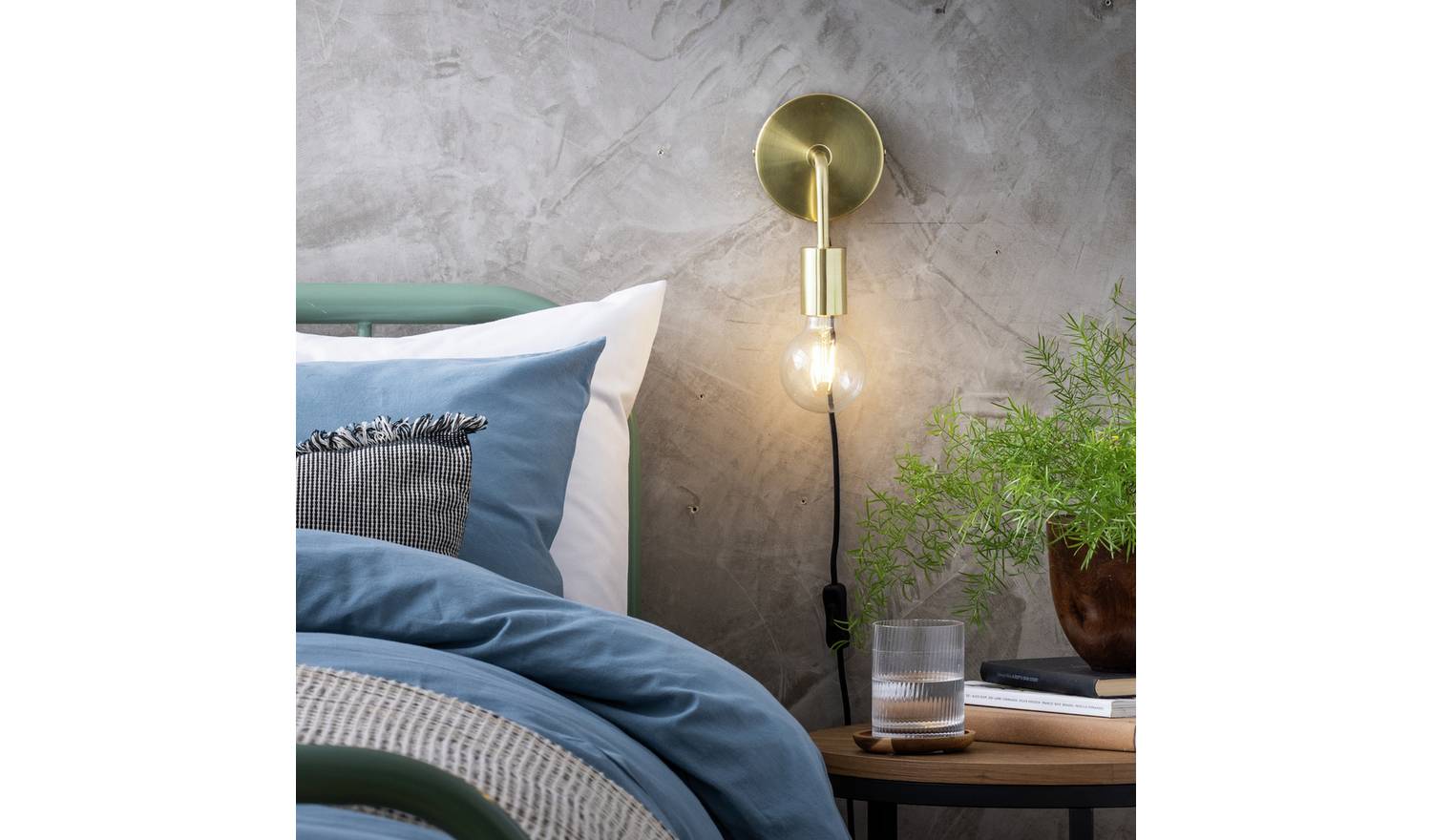 Argos Home Rayner Plug in Wall Light - Brass