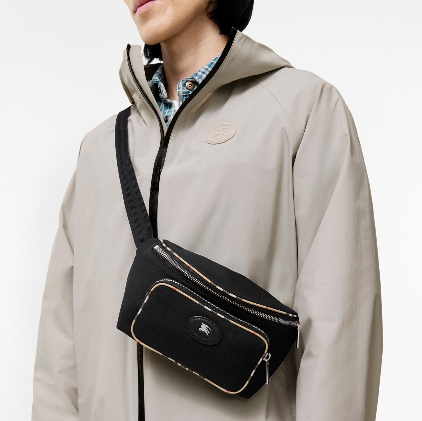 Check Trim Belt Bag