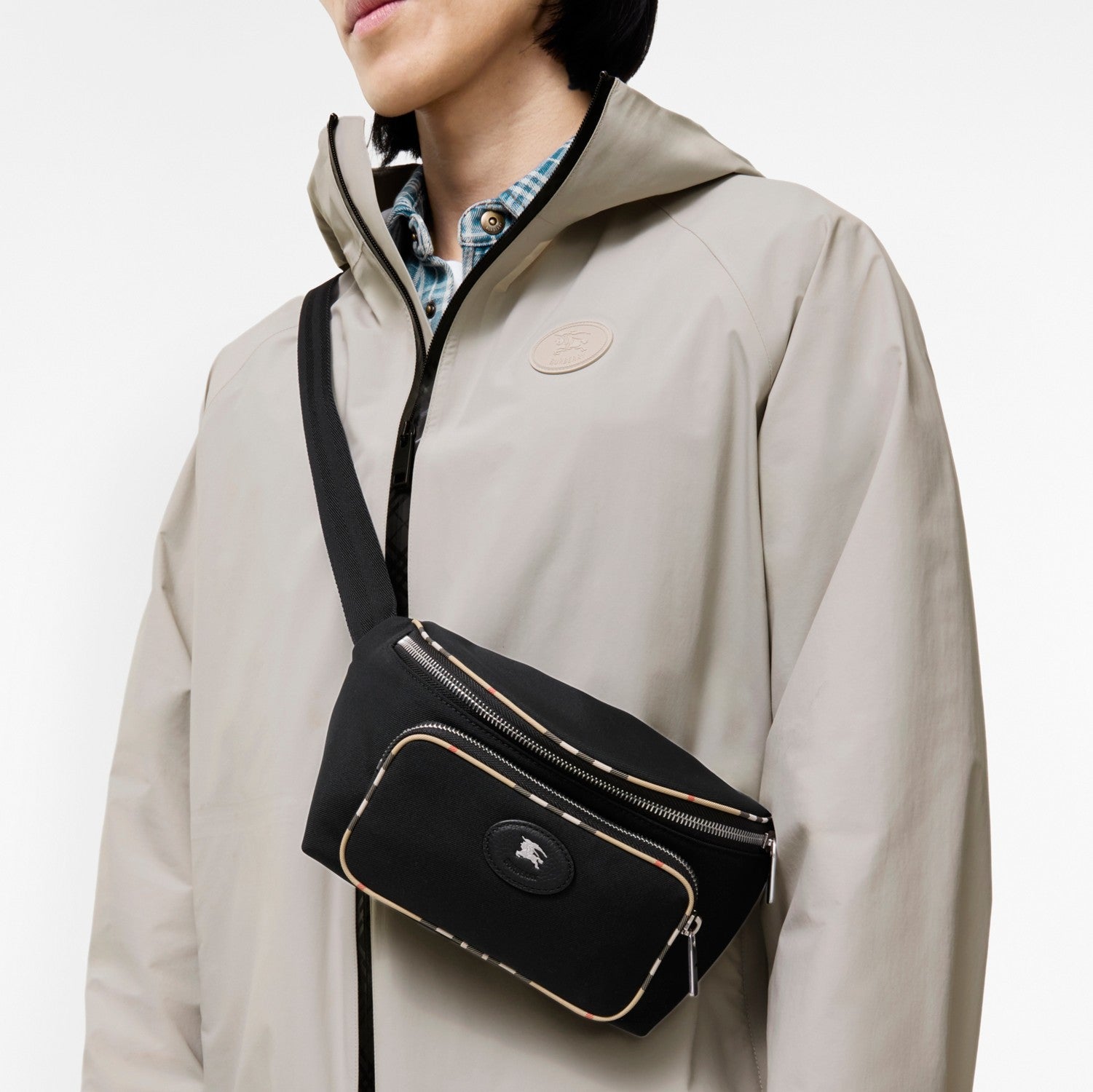 Check Trim Belt Bag