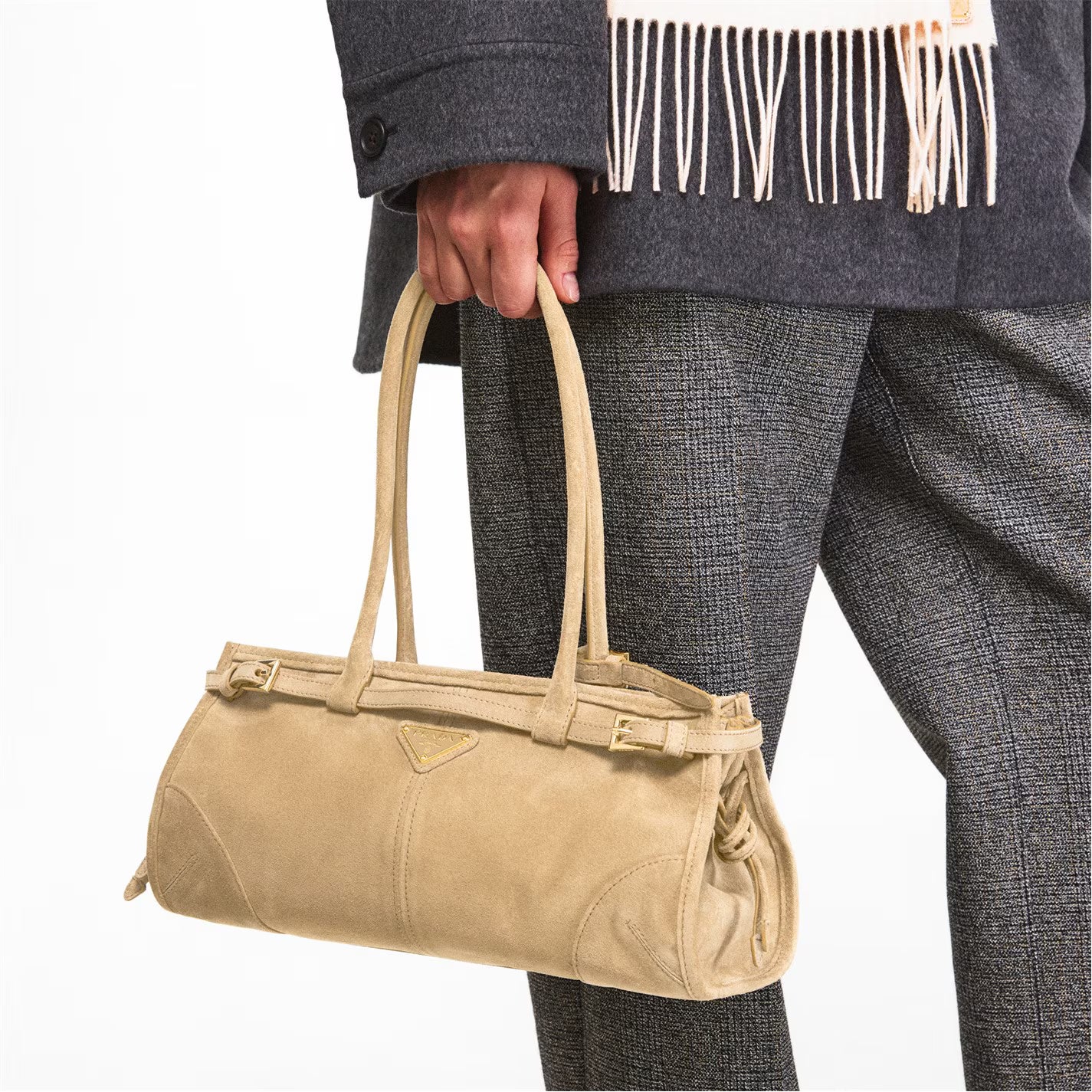 PRADA Bonnie Medium Suede Handbag