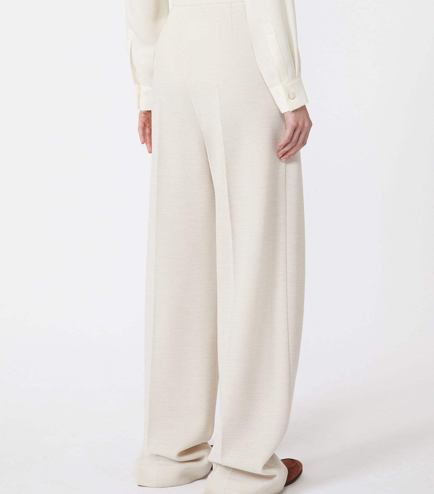 Wool Piqué Wide-Leg Trousers