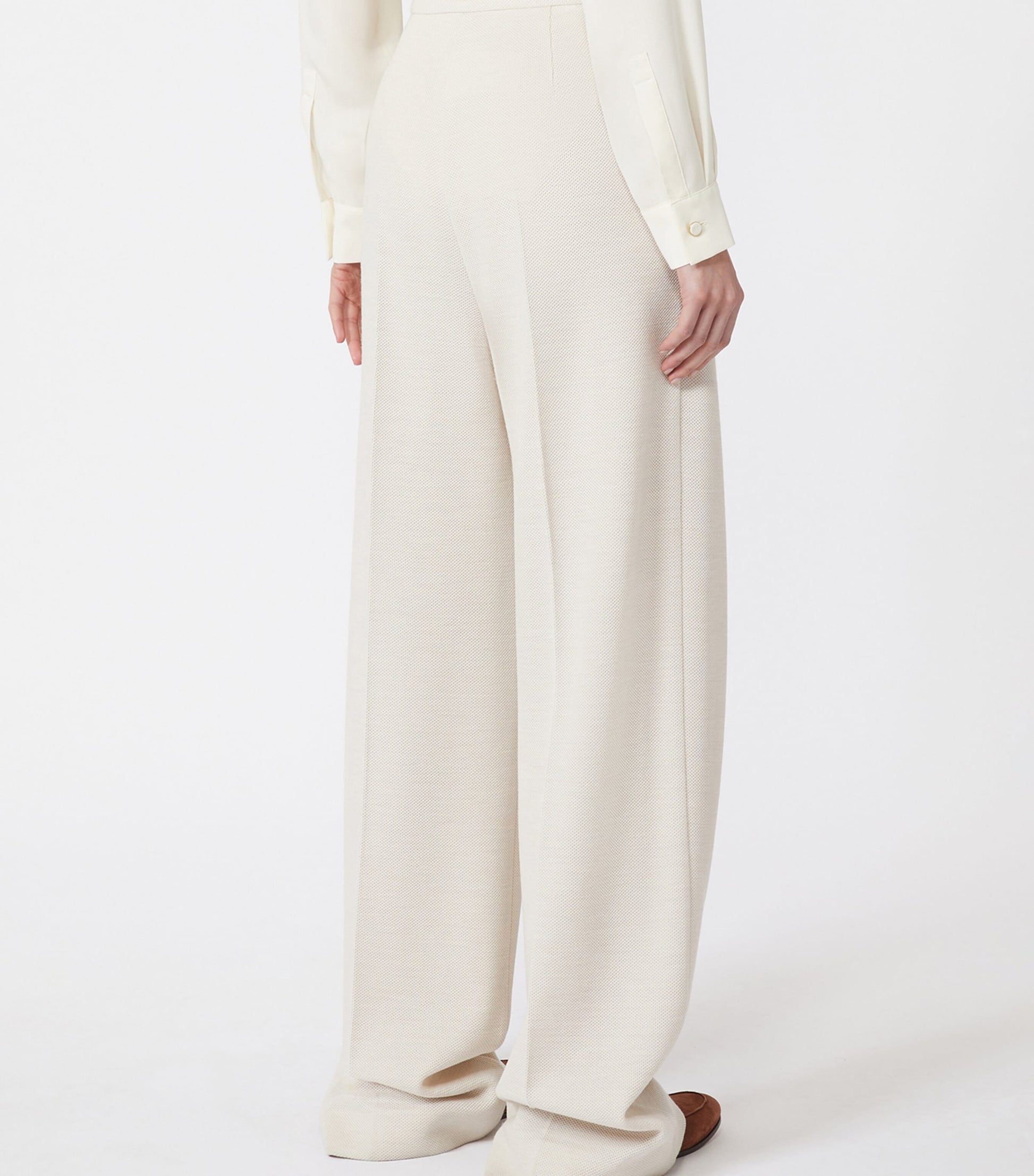 Wool Piqué Wide-Leg Trousers