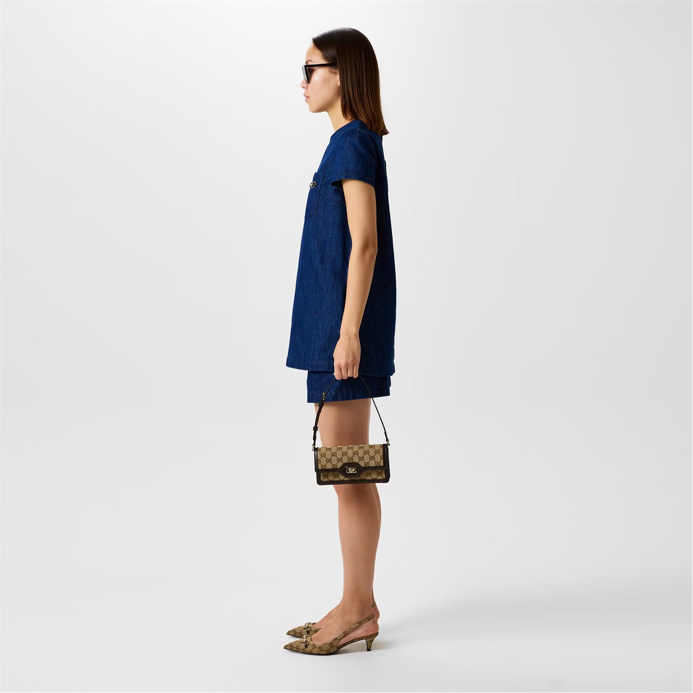 Women's Motif Canvas Horsebit Sling Pumps