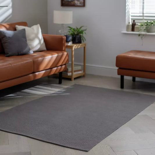 Argos Home Plain Grey Cotton Flatweave Rug - 120x170cm