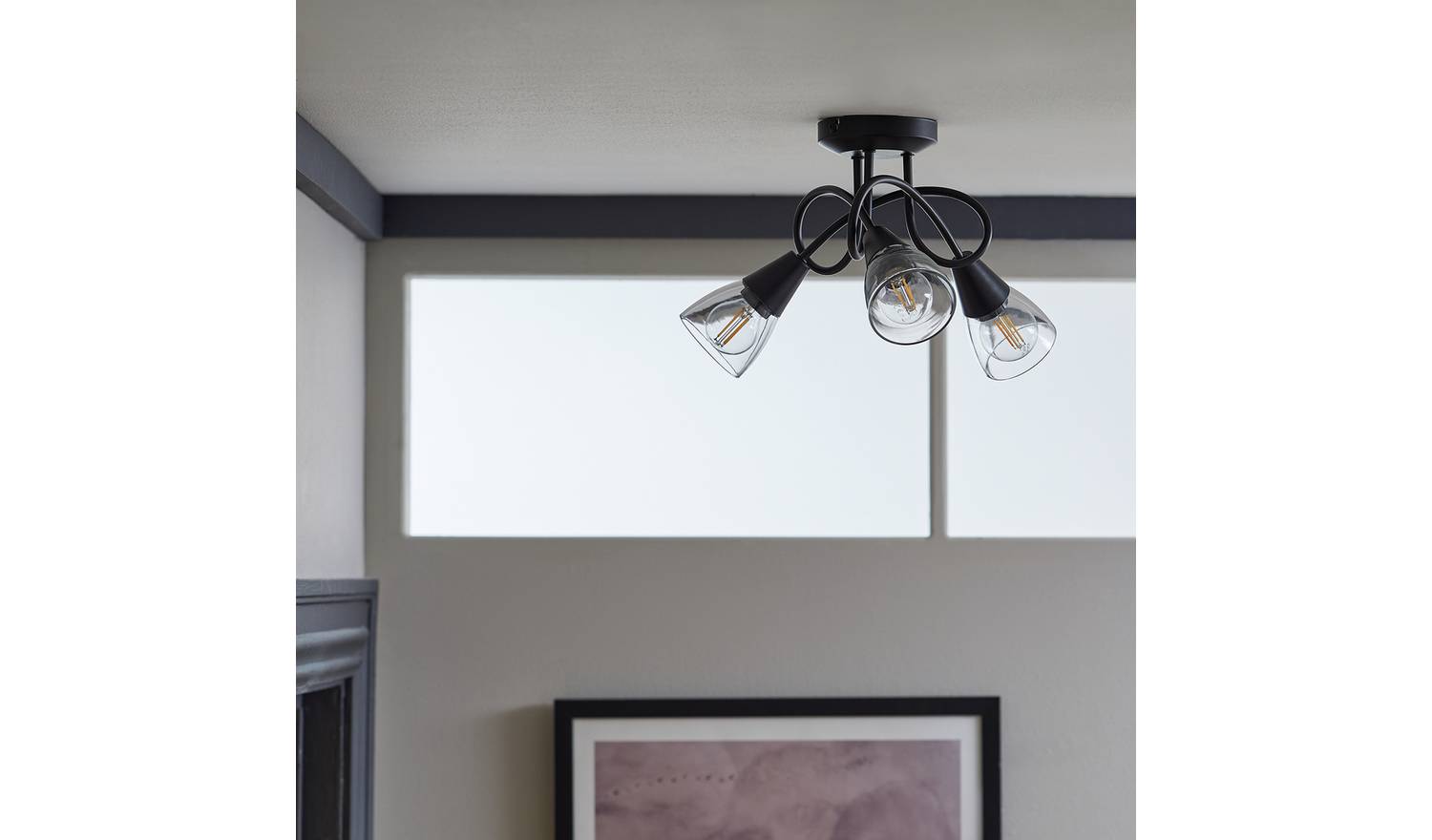 Argos Home Curico Metal 3 Light Flush Ceiling Light - Black