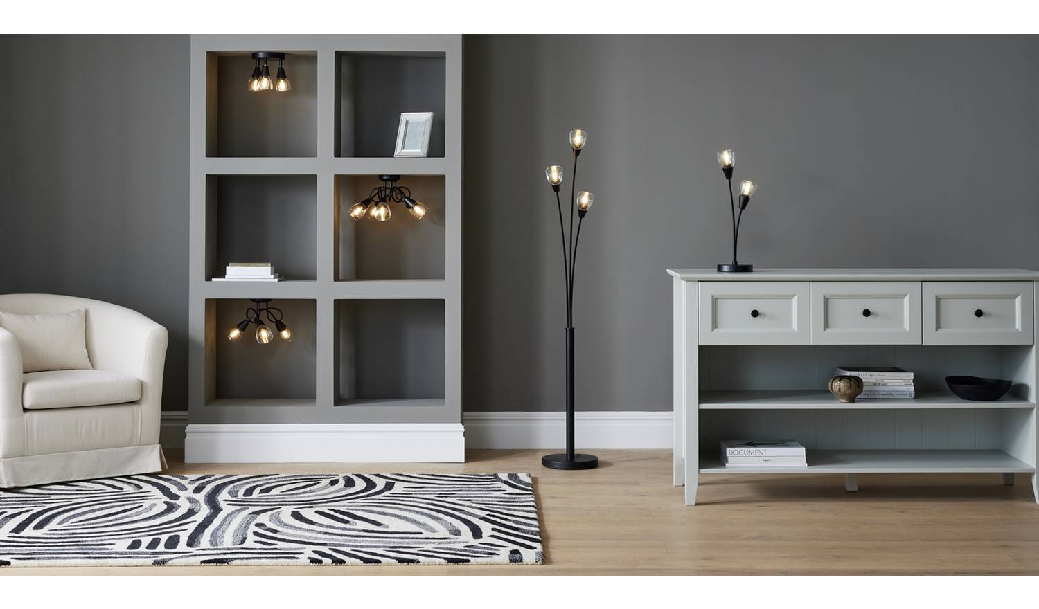 Argos Home Curico Metal 3 Light Flush Ceiling Light - Black