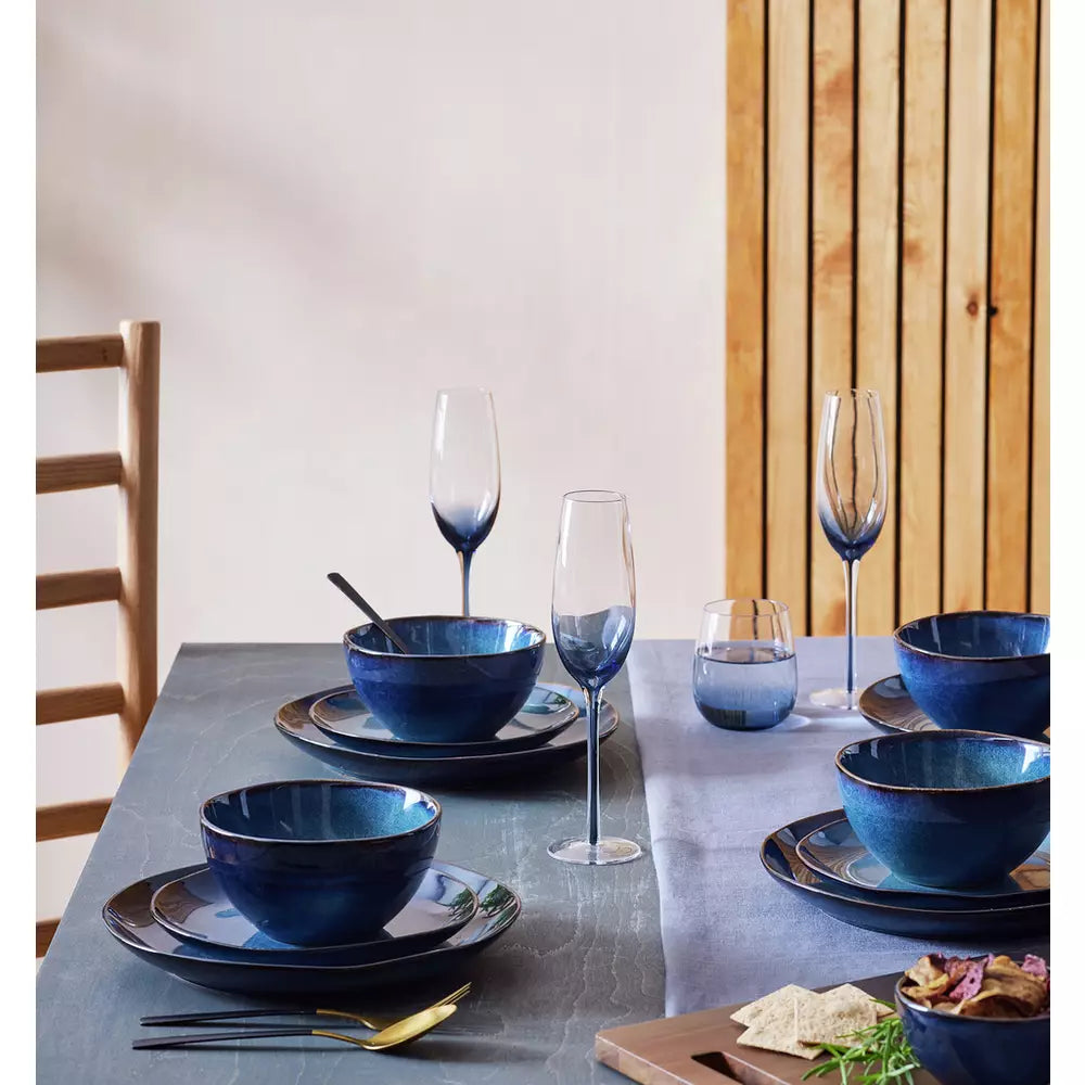 Habitat 12 Piece Reactive Stoneware Dinner Set - Navy