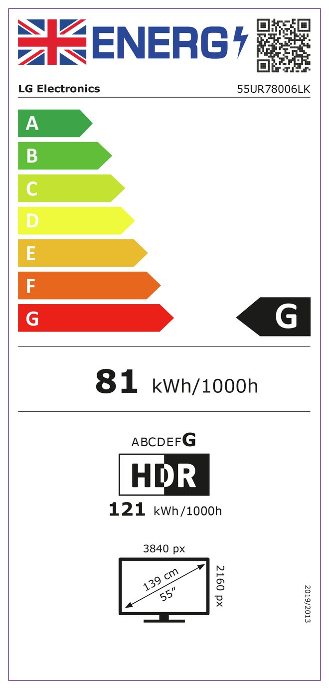 LG 55 Inch 55UR78006LK Smart 4K UHD HDR LED Freeview TV