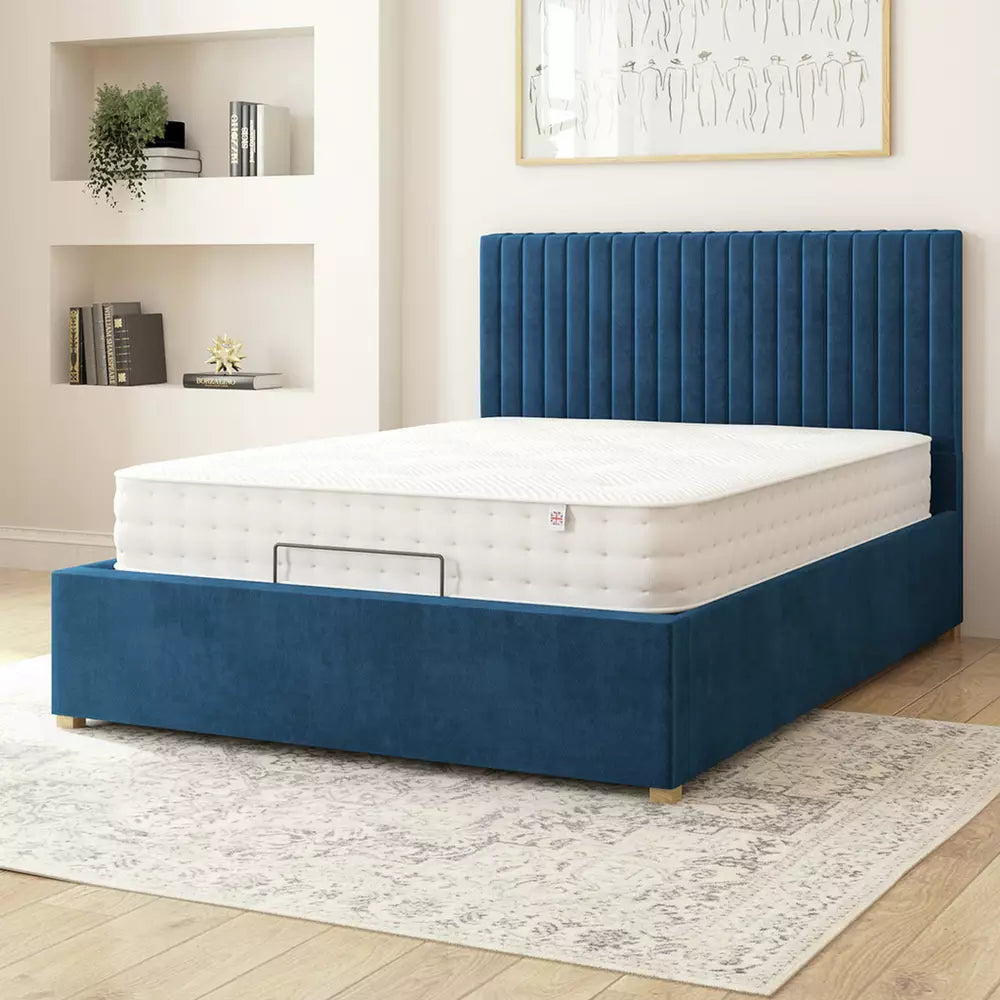 Aspire Grant Single Adjustable Bed with Mattress - Navy