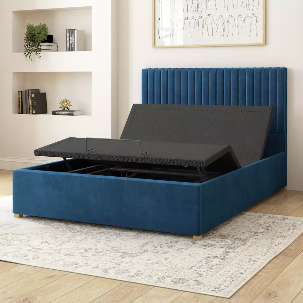 Aspire Grant Single Adjustable Bed with Mattress - Navy