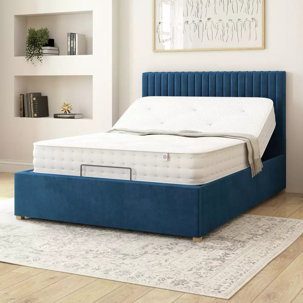 Aspire Grant Single Adjustable Bed with Mattress - Navy