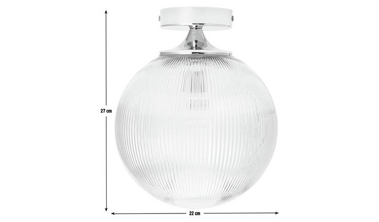 Habitat Ribbed Glass Globe Flush Ceiling Light - Champagne